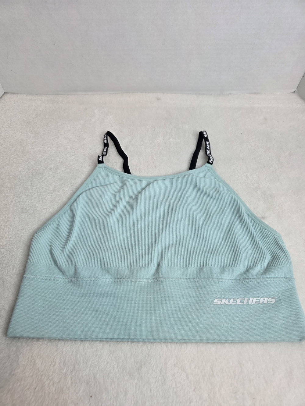 Skechers Light Mint Ribbed Sports Bralette with Black Straps